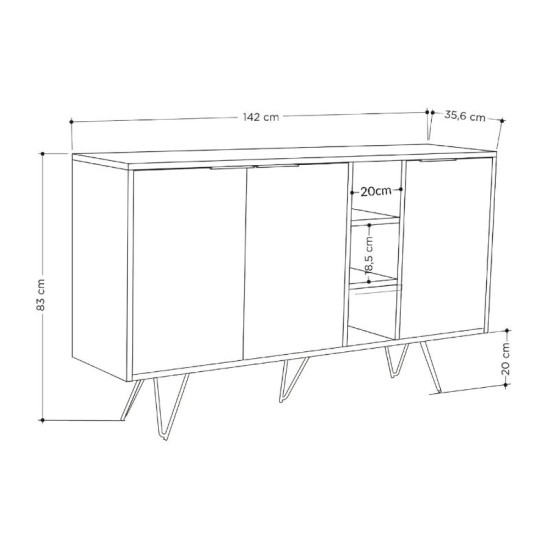 Μπουφές Clara Megapap χρώμα sandstone 142x35,6x83εκ. Μπουφές Clara Megapap χρώμα sandstone 142x35,6x83εκ.