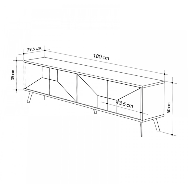 Έπιπλο τηλεόρασης Dune Megapap χρώμα sapphire oak 180x29,6x50εκ.