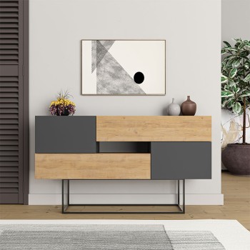 Μπουφές Eros Megapap sapphire oak - ανθρακί 145x40x82εκ.