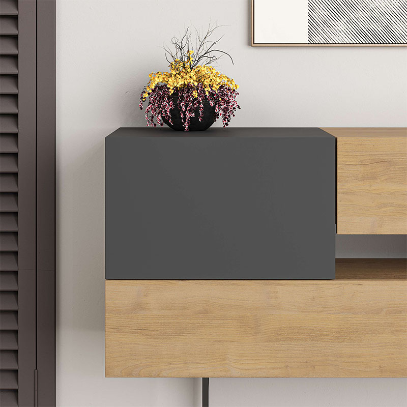 Μπουφές Eros Megapap sapphire oak - ανθρακί 145x40x82εκ.