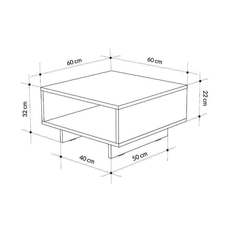 Τραπεζάκι σαλονιού Hola Megapap χρώμα ανθρακί 60x60x32εκ.