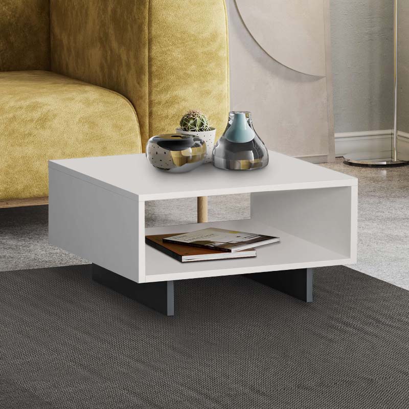 Τραπεζάκι σαλονιού Hola Megapap χρώμα λευκό - ανθρακί 60x60x32εκ.