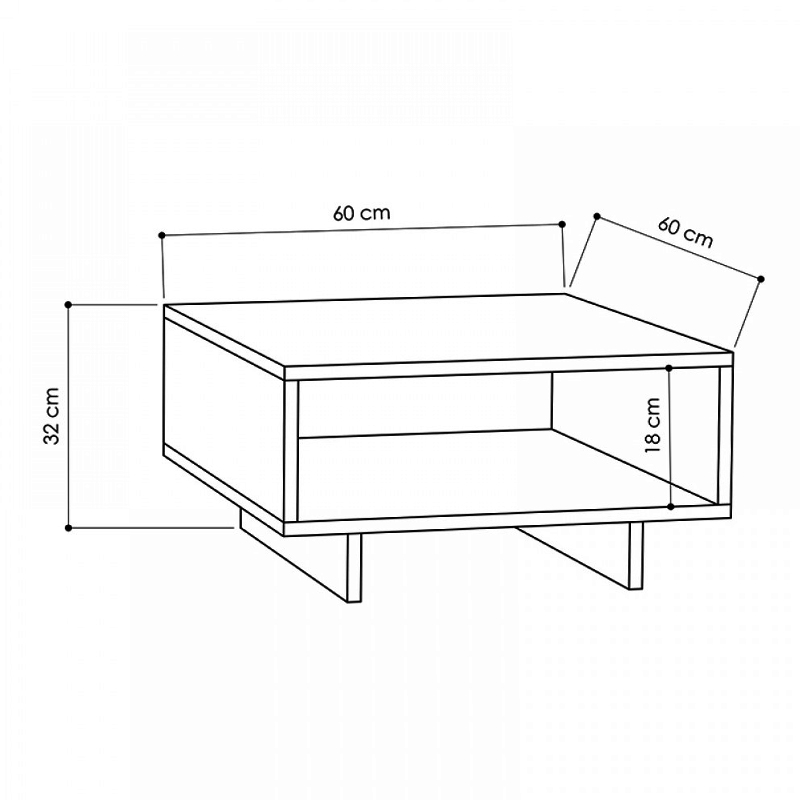 Τραπεζάκι σαλονιού Hola Megapap χρώμα λευκό 60x60x32εκ.