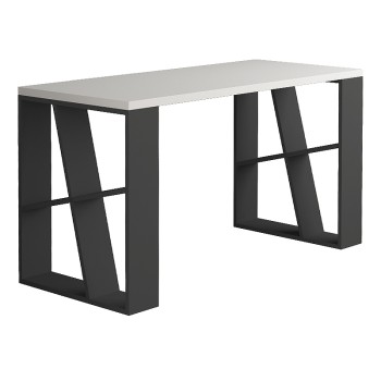 Γραφείο εργασίας Honey Megapap χρώμα λευκό - ανθρακί 137x60x75εκ