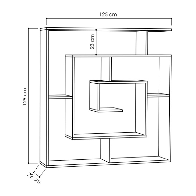 Βιβλιοθήκη Labirent Megapap χρώμα ανθρακί 125x22x129εκ.