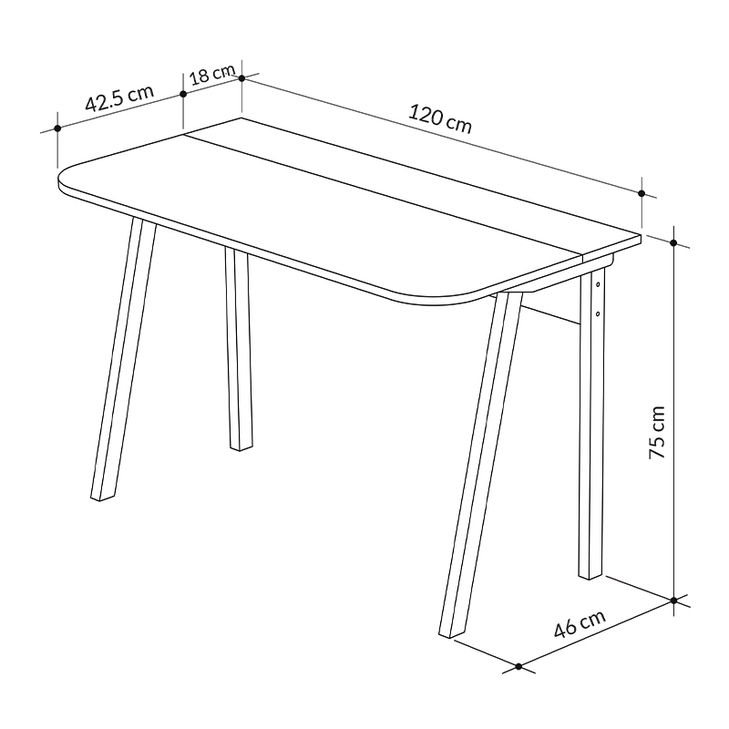 Γραφείο εργασίας Luton Megapap χρώμα ανοιχτή μόκα/λευκό 120x60x75εκ.
