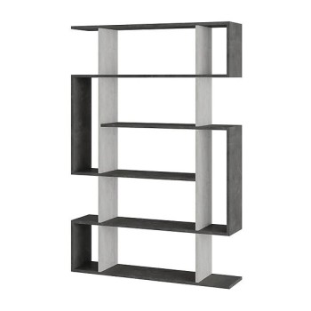 Βιβλιοθήκη Mito Megapap χρώμα λευκό αντικέ - γκρι ρετρό 108x25x161εκ.