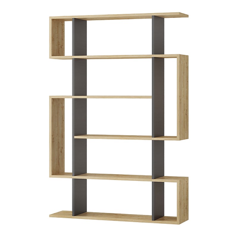 Βιβλιοθήκη Mito Megapap χρώμα sapphire oak - ανθρακί 108x25x161εκ.