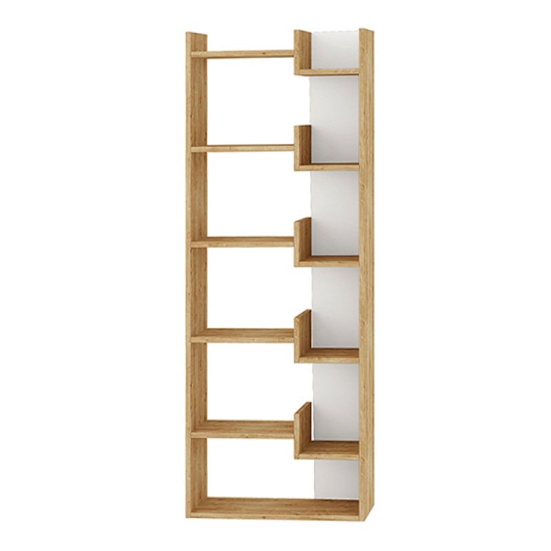 Βιβλιοθήκη Oppa Megapap χρώμα sapphire oak/λευκό 60x22x162εκ.