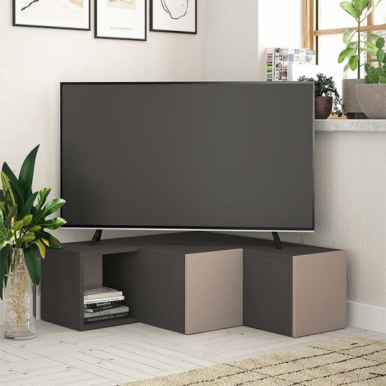 Έπιπλο τηλεόρασης γωνιακό Compact Megapap μελαμίνης χρώμα ανθρακί - ανοιχτή μόκα 94,2x90,6x31,4εκ. Έπιπλο τηλεόρασης γωνιακό Compact Megapap μελαμίνης χρώμα ανθρακί - ανοιχτή μόκα 94,2x90,6x31,4εκ.