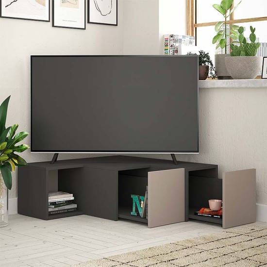 Έπιπλο τηλεόρασης γωνιακό Compact Megapap μελαμίνης χρώμα ανθρακί - ανοιχτή μόκα 94,2x90,6x31,4εκ. Έπιπλο τηλεόρασης γωνιακό Compact Megapap μελαμίνης χρώμα ανθρακί - ανοιχτή μόκα 94,2x90,6x31,4εκ.