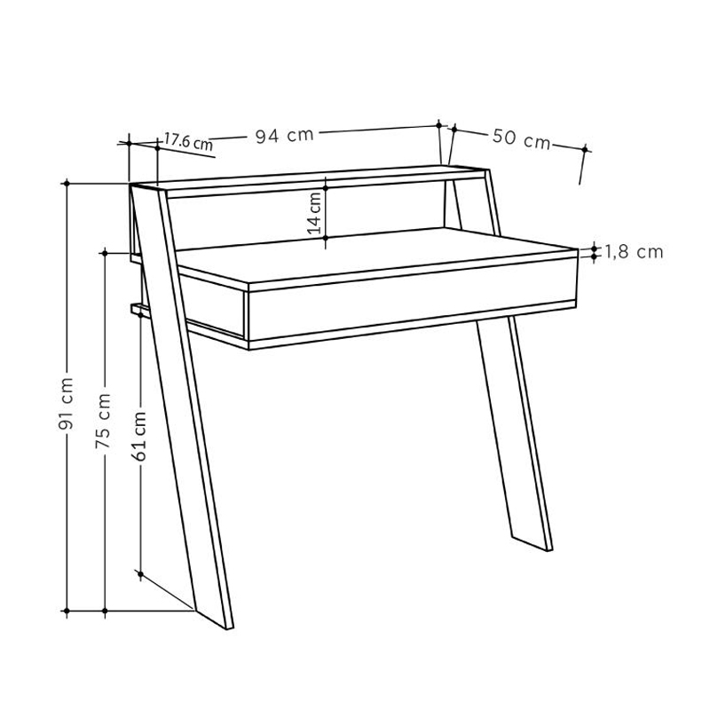 Γραφείο εργασίας Cowork Megapap χρώμα ανοιχτό καρυδί 94x50x91εκ.