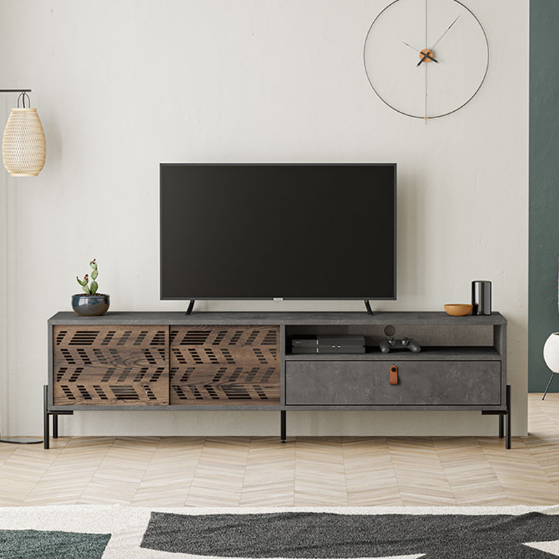 Έπιπλο τηλεόρασης Dionysos Megapap χρώμα γκρι ρετρό 170x45x48,6εκ.