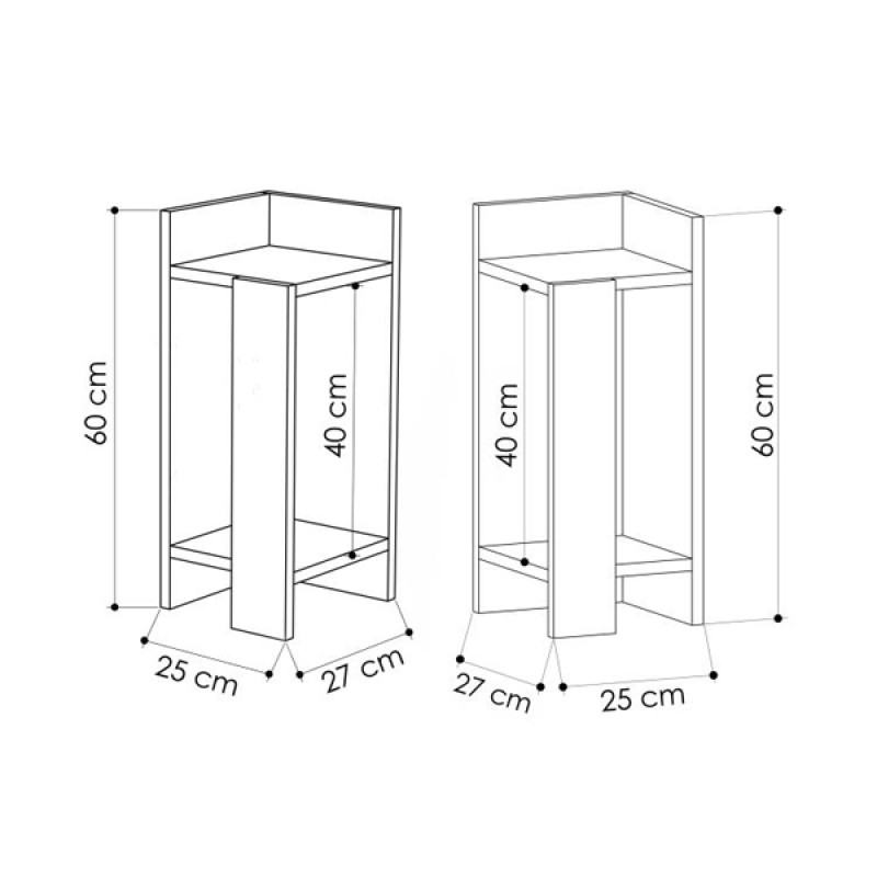 Κομοδίνο Elos Megapap σετ 2 τεμαχίων χρώμα sapphire oak 25x27x60εκ.