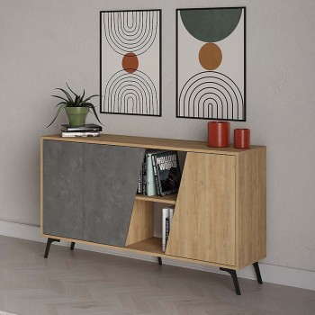 Μπουφές Fiona Megapap χρώμα sapphire oak - γκρι ρετρό 150x35,6x82εκ.