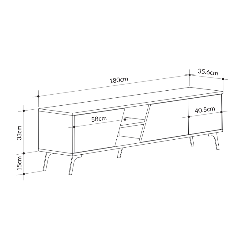 Έπιπλο τηλεόρασης Fiona Megapap χρώμα sapphire oak - γκρι ρετρό 180x35,6x48εκ.