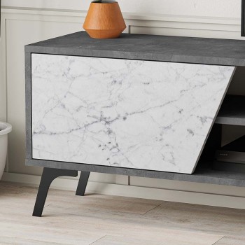 Έπιπλο τηλεόρασης Fiona Megapap χρώμα γκρι ρετρό - λευκό εφέ μαρμάρου 180x35,6x48εκ.