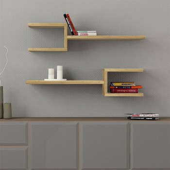 Ραφιέρα τοίχου Fork Megapap 2 τεμαχίων χρώμα sapphire oak 75x19,5x18εκ.