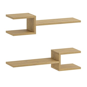 Ραφιέρα τοίχου Fork Megapap 2 τεμαχίων χρώμα sapphire oak 75x19,5x18εκ.