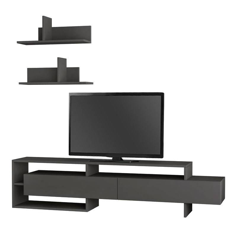 Έπιπλο τηλεόρασης Gara Megapap χρώμα ανθρακί 180x29,8x42εκ.