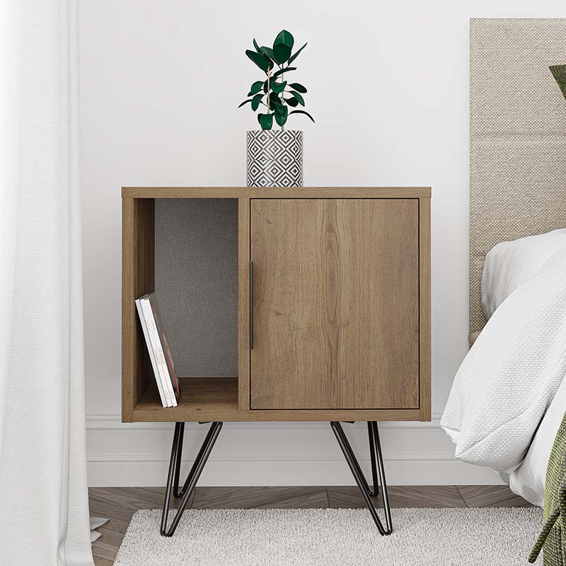 Κομοδίνο Glynn Megapap χρώμα ανοιχτό καρυδί 50,2x44,6x60εκ.