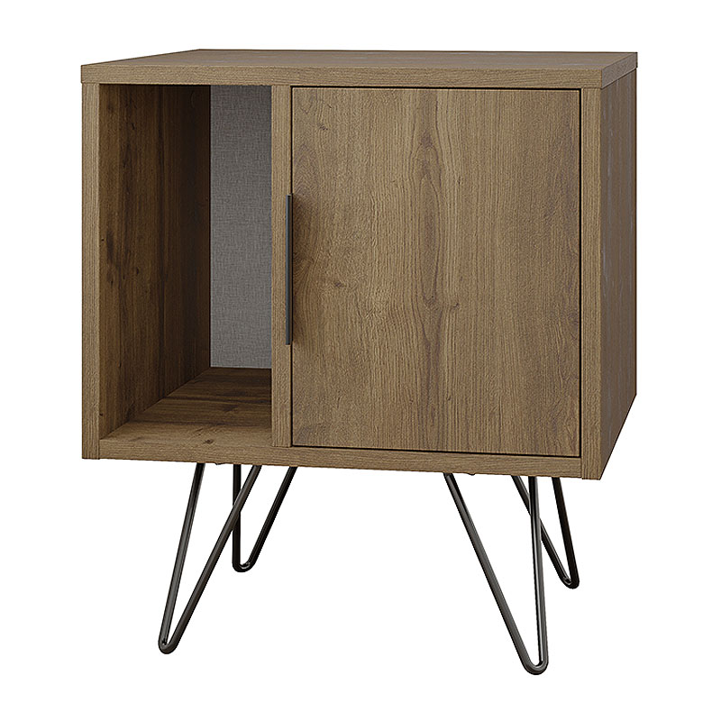 Κομοδίνο Glynn Megapap χρώμα ανοιχτό καρυδί 50,2x44,6x60εκ.