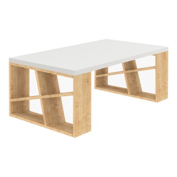 Τραπεζάκι σαλονιού Honey Megapap μελαμίνης χρώμα sapphire oak - λευκό 105x60x40εκ.