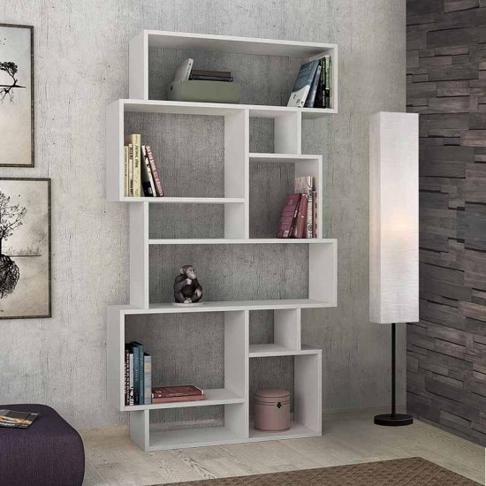 Βιβλιοθήκη μελαμίνης Karmato Megapap χρώμα λευκό 96x25,5x168,5εκ. Βιβλιοθήκη μελαμίνης Karmato Megapap χρώμα λευκό 96x25,5x168,5εκ.