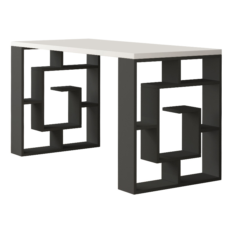 Γραφείο εργασίας Labirent Megapap χρώμα ανθρακί - λευκό 140x60x75εκ