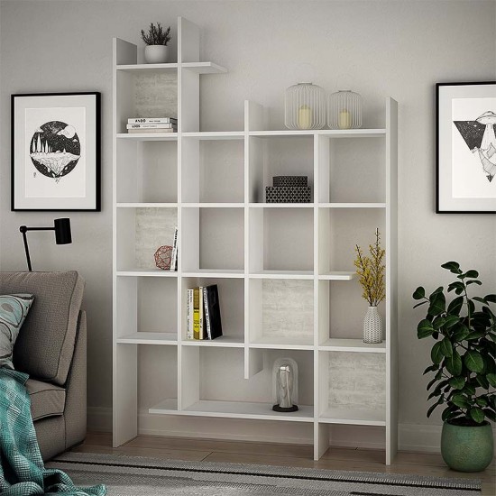 Βιβλιοθήκη μελαμίνης Manco Megapap χρώμα λευκό 122x25,5x188εκ. Βιβλιοθήκη μελαμίνης Manco Megapap χρώμα λευκό 122x25,5x188εκ.