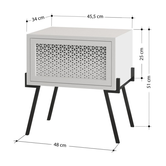 Κομοδίνο μελαμίνης Naive Megapap χρώμα λευκό 48x34x51εκ. Κομοδίνο μελαμίνης Naive Megapap χρώμα λευκό 48x34x51εκ.