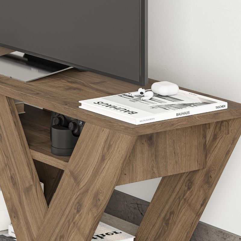 Έπιπλο τηλεόρασης Pipralla Megapap χρώμα ανοιχτό καρυδί 110x30x40εκ.