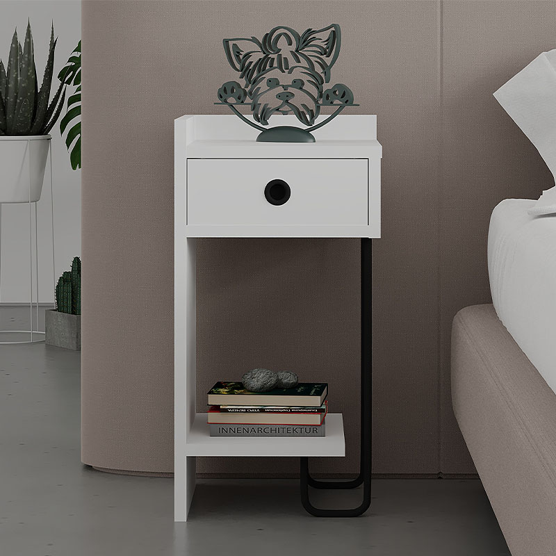 Κομοδίνο Sirius Megapap αριστερό χρώμα λευκό 32x30x61εκ.