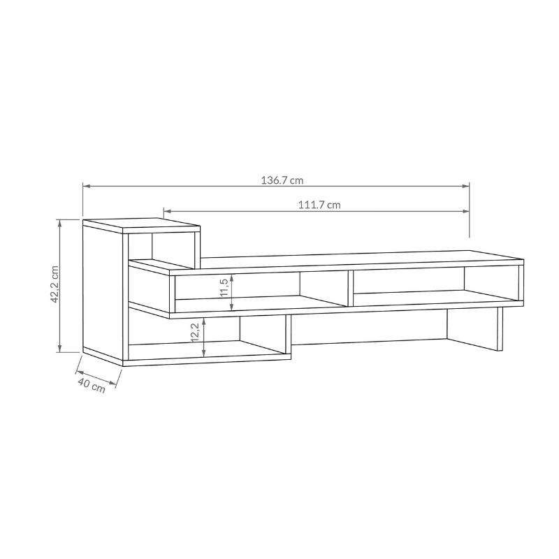 Έπιπλο τηλεόρασης Tetra Megapap χρώμα γκρι ρετρό 136,7x40x42εκ.