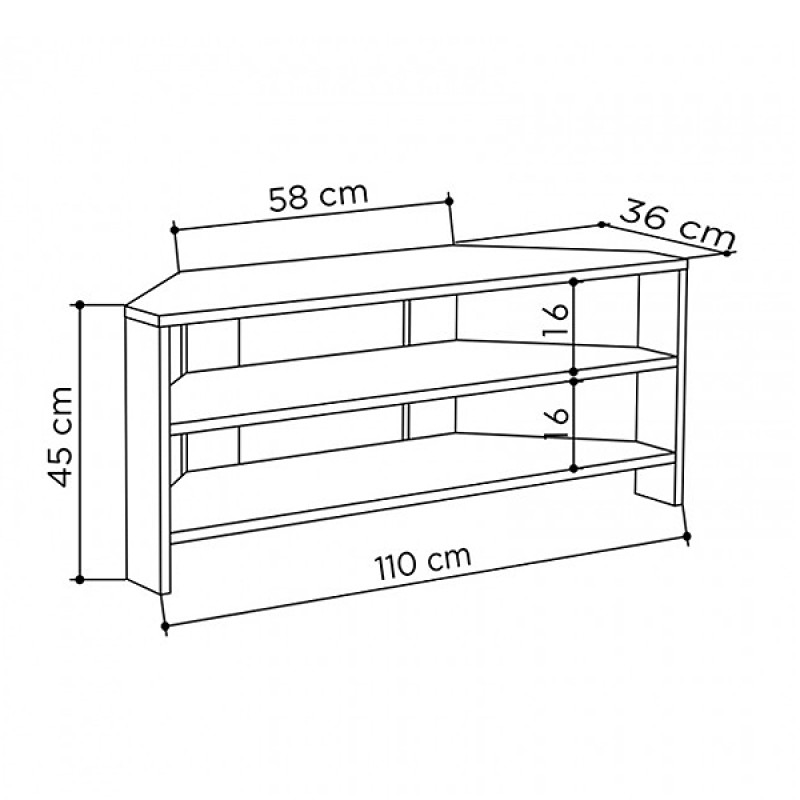 Έπιπλο τηλεόρασης γωνιακό Thales Megapap χρώμα black wood 110x36x45εκ.