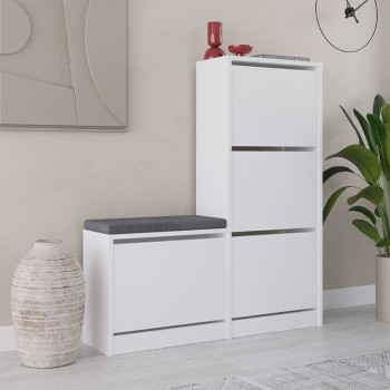 Παπουτσοθήκη Dude Megapap χρώμα λευκό 104,8x26x118,5εκ.