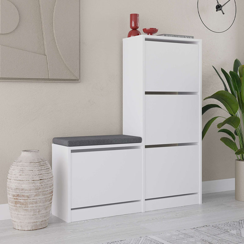 Παπουτσοθήκη Dude Megapap χρώμα λευκό 104,8x26x118,5εκ.