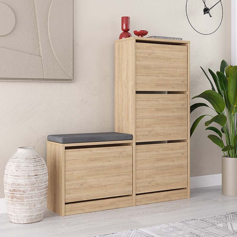 Παπουτσοθήκη Dude Megapap χρώμα sapphire oak 104,8x26x118,5εκ.