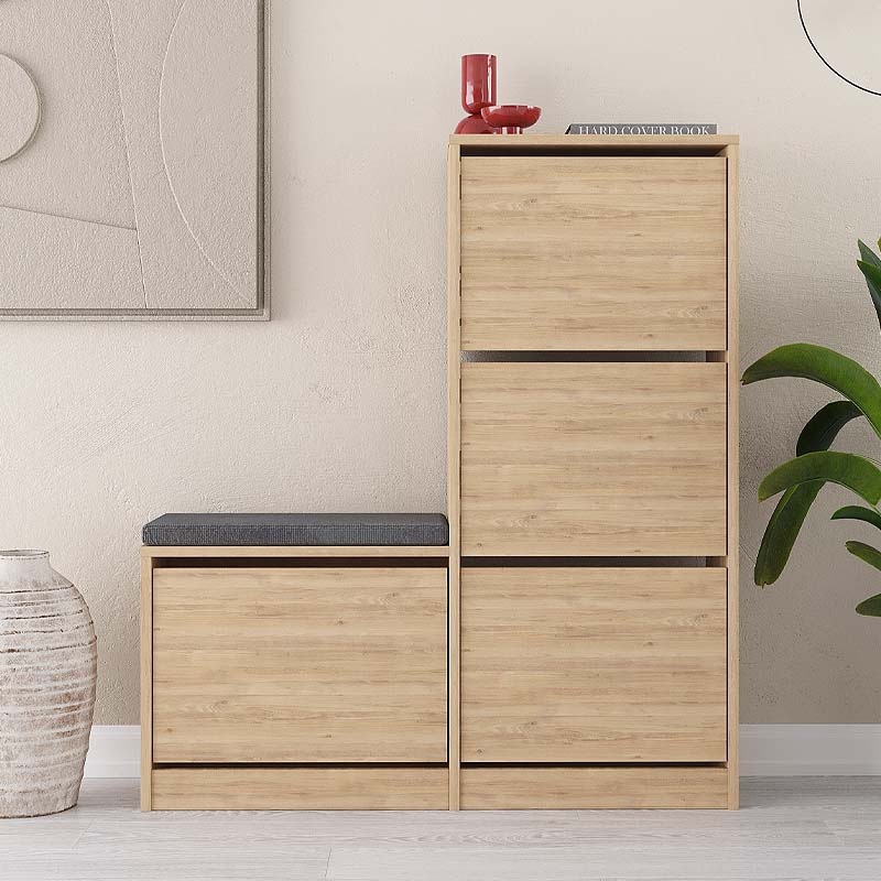 Παπουτσοθήκη Dude Megapap χρώμα sapphire oak 104,8x26x118,5εκ.