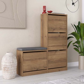 Παπουτσοθήκη Dude Megapap χρώμα ανοιχτό καρυδί 104,8x26x118,5εκ.