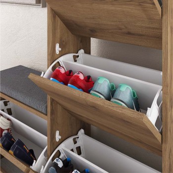 Παπουτσοθήκη Dude Megapap χρώμα ανοιχτό καρυδί 104,8x26x118,5εκ.