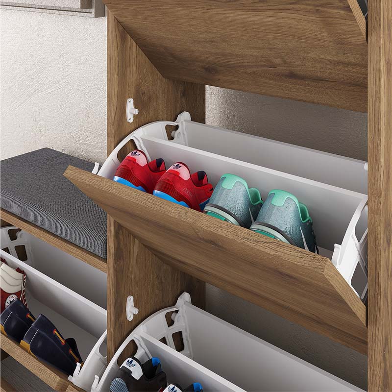 Παπουτσοθήκη Dude Megapap χρώμα ανοιχτό καρυδί 104,8x26x118,5εκ.