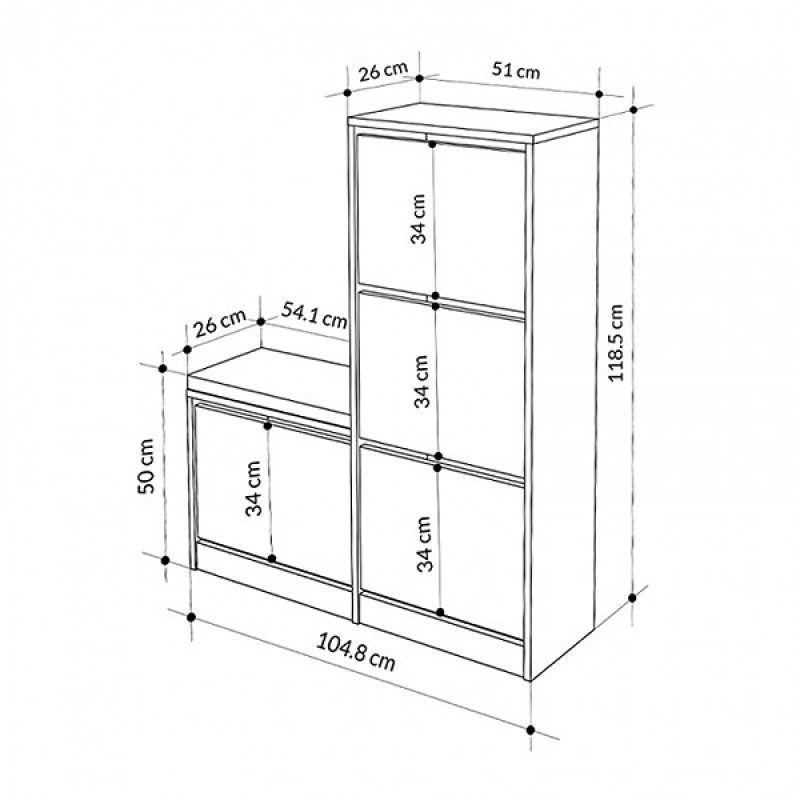 Παπουτσοθήκη Dude Megapap χρώμα ανοιχτό καρυδί 104,8x26x118,5εκ.