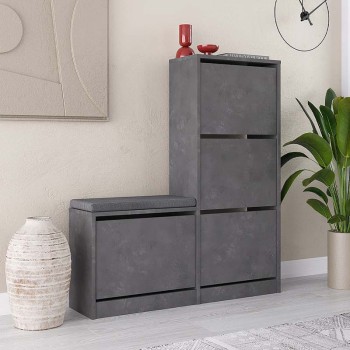 Παπουτσοθήκη Dude Megapap χρώμα γκρι ρετρό104,8x26x118,5εκ.