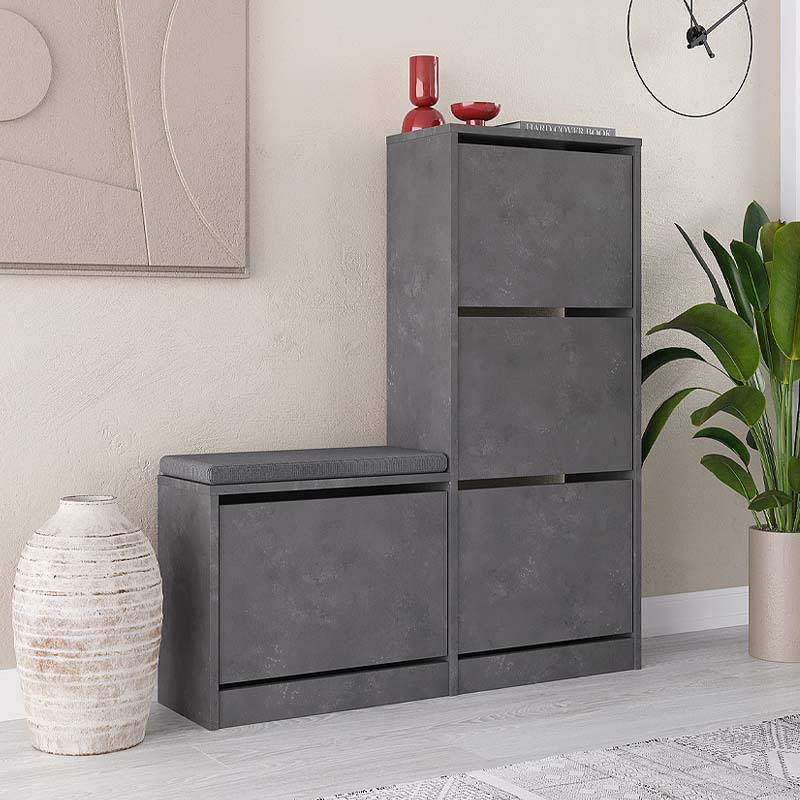 Παπουτσοθήκη Dude Megapap χρώμα γκρι ρετρό104,8x26x118,5εκ.