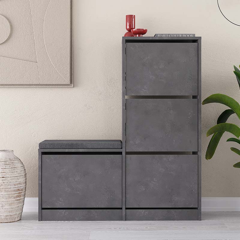 Παπουτσοθήκη Dude Megapap χρώμα γκρι ρετρό104,8x26x118,5εκ.