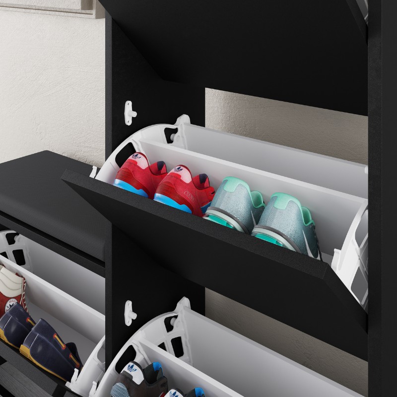 Παπουτσοθήκη Dude Megapap χρώμα μαύρο 104,8x26x118,5εκ.