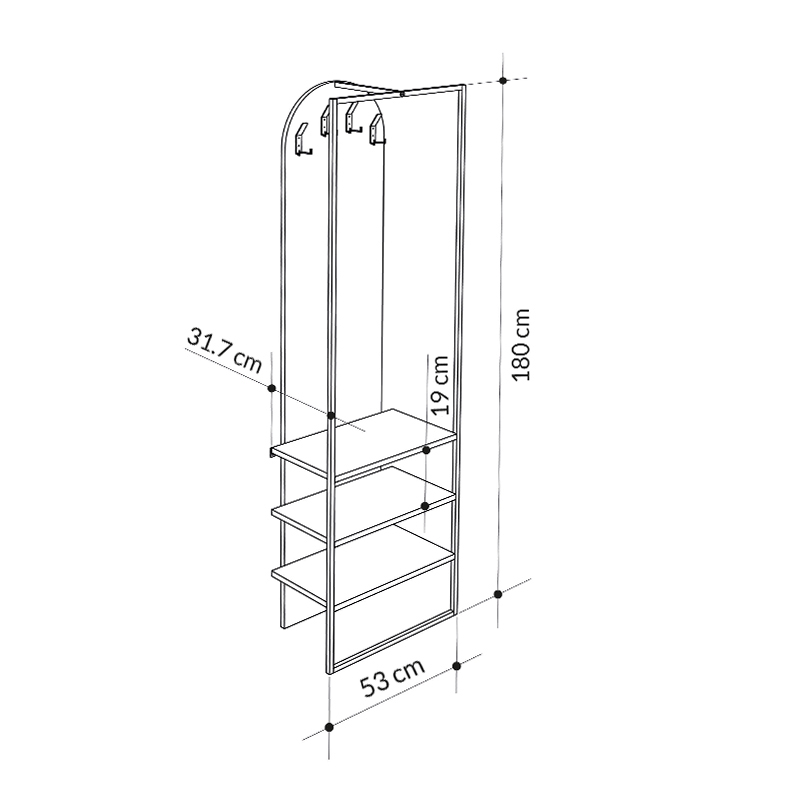 Έπιπλο εισόδου Archy Megapap χρώμα ανοιχτό καρυδί 53x31,7x180εκ.