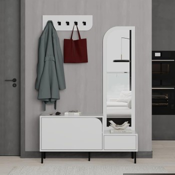 Έπιπλο εισόδου Mila Megapap με κρεμάστρα χρώμα λευκό 120x37x171,6εκ.