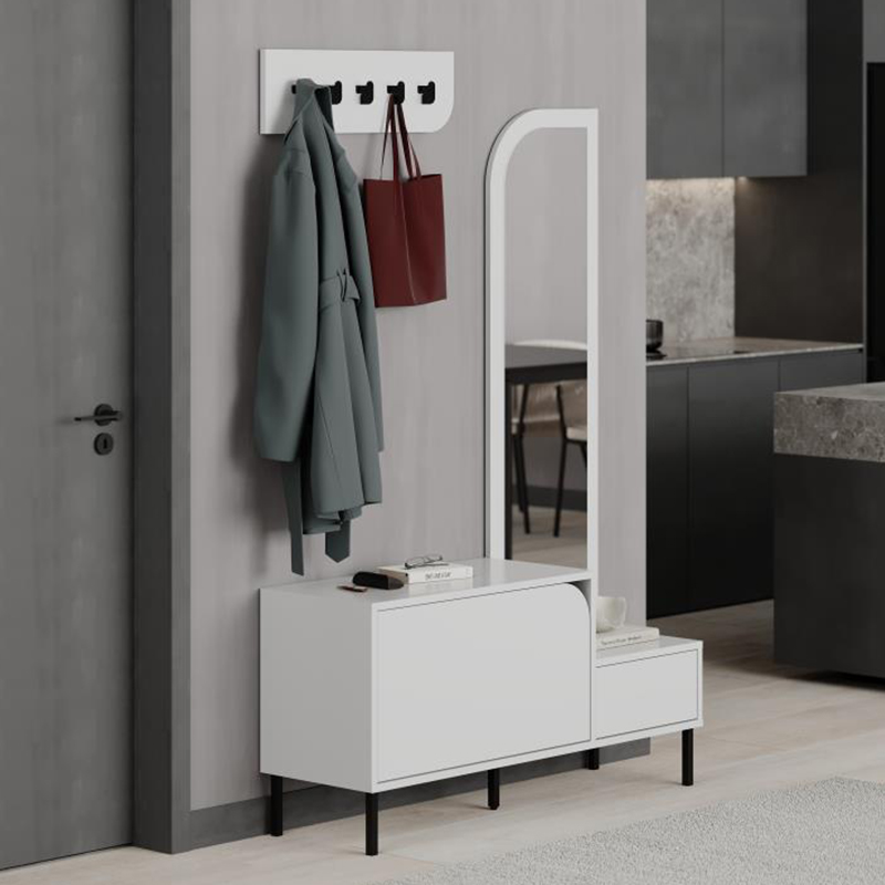 Έπιπλο εισόδου Mila Megapap με κρεμάστρα χρώμα λευκό 120x37x171,6εκ.